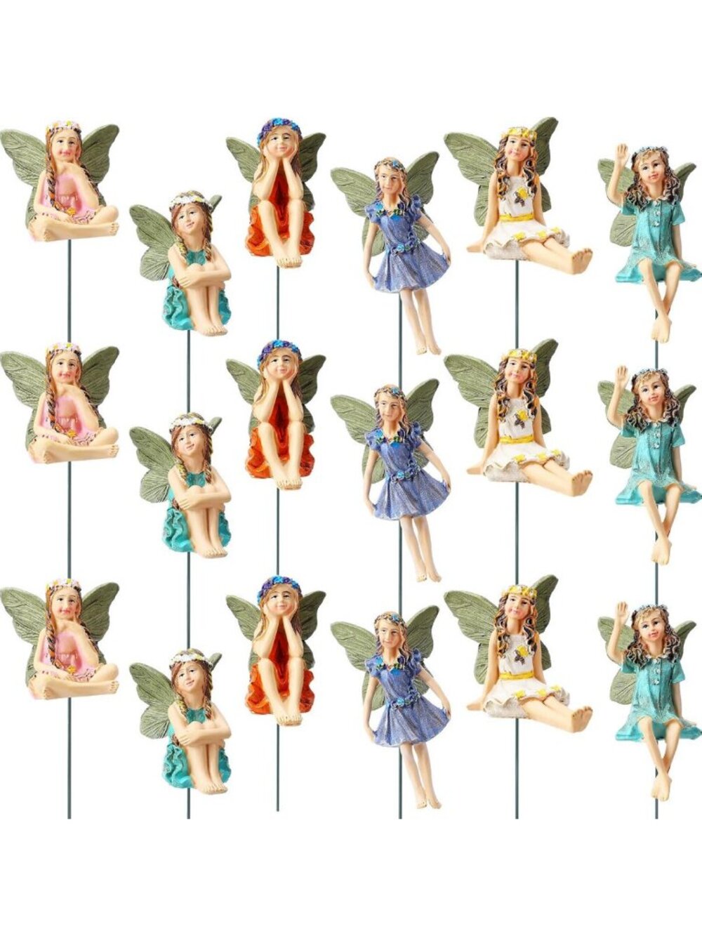 18 Mini Fairy Figurines Set - Garden Decor Accessories for Outdoor Yard & Lawn
